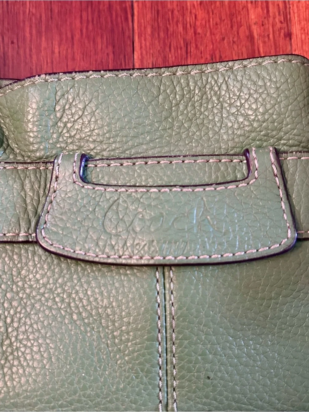 Vintage Coach Penelope F14686 Green Pebbled Leather Satchel Shoulder Bag Purse